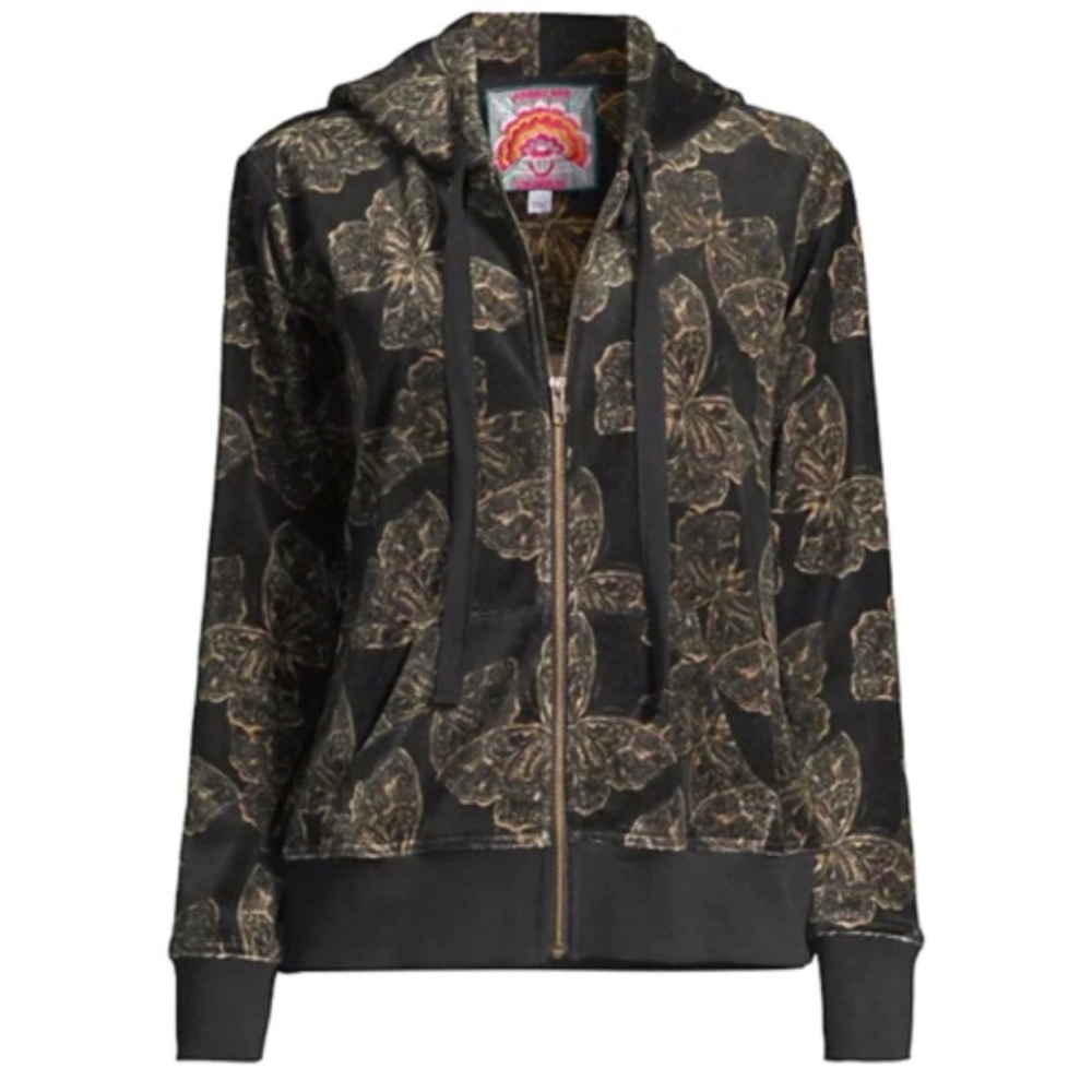 Johnny Was Zuri Modern Velour Zip Hoodie NWT
